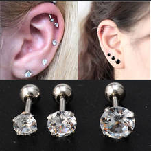 2PCS/Pack  Fashion Clear Stud Earrings with Stone Crystal Helix Piercing Cartilage Earrings Surgical Steel Body Jewelry Brincos 2024 - buy cheap