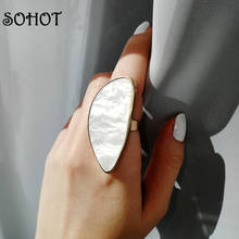 SOHOT DIY Cute Irregular Shell Acrylic Adjustable Women Ring European Brand Popular Pink White Color Jewelry Bijoux Giftt 2024 - buy cheap