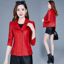 Spring ladies short pu leather jacket female zipper Korean jacket locomotive slim black red autumn coat female fashion 2024 - buy cheap