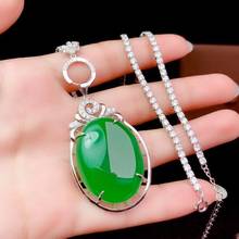 Luxury agate necklace. 925 sterling silver, heavy silver. Fashionable new green chalcedony as a gift for mom 2024 - buy cheap