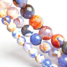 6/8/10mm Natural Fire Agates Stone Beads Orange Blue Round Loose Agates Beads For Jewelry Making Diy Bracelet Necklace 15 Inches 2024 - buy cheap