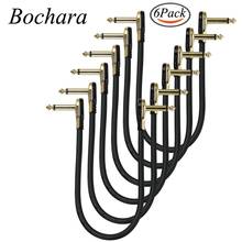 Bochara Gold Plated 30cm 90 degree  6.5mm to 6.5mm Male to Male OFC Audio Cable For Effector Electric Guitar Mixer 6Pack 2024 - buy cheap