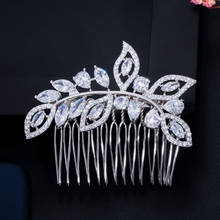 CWWZircons-peine de cristal para el pelo de boda, Tiara nupcial, tocado, accesorios de joyería de noche, elegante, hoja, flor, Circonia cúbica, A013 2024 - compra barato