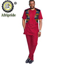Conjunto de roupas tradicionais africanas estampadas para homens, camisetas e calças de ancara, duas peças, roupa de treino rústica s2116003 2024 - compre barato