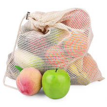 Reusable Cotton Vegetable Bags Home Kitchen Fruit And Vegetable Storage Mesh Bags With Drawstring Machine Washable 2024 - buy cheap