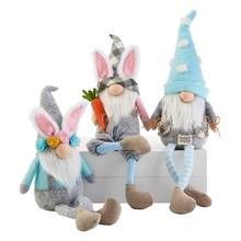 Conejo de Pascua de patas largas, decoración de Gnomo de Pascua sin rostro, muñeca de peluche enana de Pascua, decoraciones para fiesta en casa, juguetes para niños M6CE 2024 - compra barato