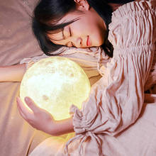 Moon светильник 3D принт домашний декор настольная лампа лунный свет личность 12/15/18 см цветная (RGB) идеальный подарок земли Творческий Яркость 2024 - купить недорого