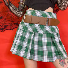 Европейский и американский стиль Tuku spice Женская клетчатая плиссированная юбка tiaodi с поясом женские юбки 2024 - купить недорого