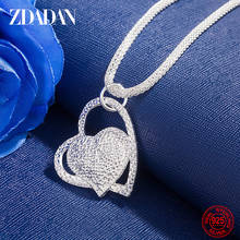 ZDADAN 925 Sterling Silver Heart Necklace For Women Charm Jewelry Gift 2024 - buy cheap