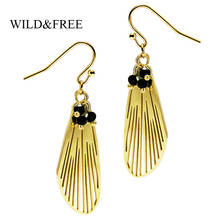 Wild&Free Handmade Beaded Dangle Earrings For Women Stainless Steel Gold Hollow Out Insect Wings Drop Earrings Jewelry Gift 2024 - buy cheap