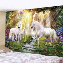 Tapiz de decoración de unicornio sagrado para colgar en la pared, fondo de tela de Navidad, alfombra psicodélica para pared, tienda de campaña, Mattres de viaje 2024 - compra barato