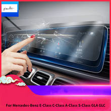 Película protetora de vidro temperado para navegação de carro, para mercedes-benz e-class c-class a-class s-class gla glc a80, película hd transparente 2024 - compre barato