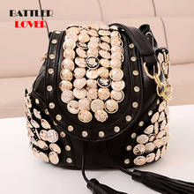 Cross-body Fashion Women Bag 2021 New Style Korean-style Fashion Rivet Button Bucket Handbag for Female Diamond Shoulder Bag 2024 - compre barato