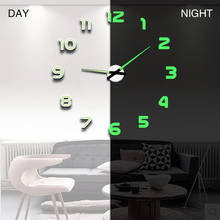 New Luminous Wall Clock Large Watch Horloge 3D DIY Acrylic Mirror Stickers  Quartz Duvar Saat Klock Modern Mute 2024 - купить недорого