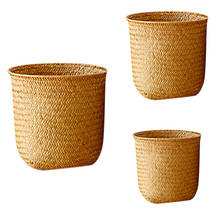 Nordic Style Hand-woven Storage Basket Flower Pot Fruit Rattan Basket  Plant Pot Container Collapsible Seagrass Laundry Basket 2024 - buy cheap