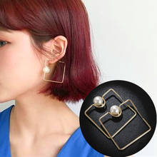 Square Earrings Geometric Imitation Pearls Earrings For Woman Korean Creative Fashion Stud Earring Jewelry Wholesale 2024 - buy cheap