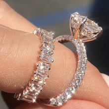 Anéis de banda dedo luxo 925 prata esterlina noivado casamento pavimentar esmeralda-corte diamante pedra anéis platina jóias 2024 - compre barato