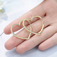 Pendientes de aro de corazón grande para mujer, aretes de oro de alta calidad, joyería coreana para boda, novedad 2020 2024 - compra barato