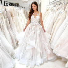 LORIE Vintage Wedding Dresses Lace O-Neck Appliques Lace A-Line Princess Wedding Gown Tulle Bride Dress 2021 suknia slubna 2024 - buy cheap