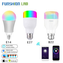 Funshion 2pcs WiFi Smart Light Bulb Colorful LED 7W RGBW APP Remote Control Work with Alexa Google for Smart Home E27 E14 B22 2024 - buy cheap