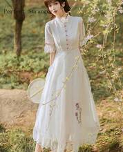 Женское платье с коротким рукавом, длинное шифоновое платье большого размера с квадратным воротником и цветочным принтом для отдыха на лето, M-4XL 2024 - купить недорого