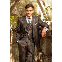 Chaqueta de tres piezas para hombre, traje italiano marrón oscuro, esmoquin ajustado para novio, traje personalizado para graduación, novedad de 2020 2024 - compra barato