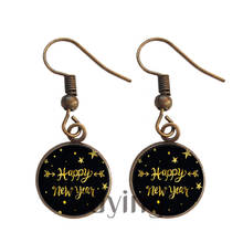 Zdying Happy New Year Dangle Earrings Glass Merry Christmas Image Cabochon Charm Earring Pendant Christmas Jewelry Gift SC59 2024 - buy cheap