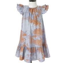 2 To 16 Yrs 2021 Big Girls Summer Clothes Kids Dresses Teen Children Retro Floral Beach Dress Fly Sleeve Cotton Ruffles Clothes 2024 - buy cheap