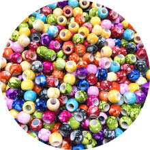 Contas redondas com buraco grande de 12mm para fazer joias, acessório faça você mesmo de contas acrílicas e multicoloridas soltas #012 2024 - compre barato