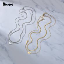 Diamante de doble capa para mujer, collar con colgante de corazón de acero inoxidable, Color dorado y plateado, regalo de joyería 2024 - compra barato