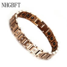 NHGBFT Rose Gold Color Stainless Steel Magnetic Health Bracelet for Women Men Bioenergy Energy Therapy care bracelet 2024 - buy cheap