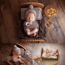 Newborn fotografia adereços tecelagem de madeira do bebê foto cama posando adereços infantil foto shoot acessórios biscoito do bebê cany camas 2024 - compre barato