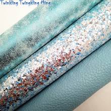 BLUE Glitter Fabric, Litchi Faux Leather Fabric, Velvet Fabric, Synthetic Leather Sheets For Bow A4 8"x11"  Twinkling Ming XM253 2024 - compre barato