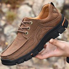 Zapatos de cuero genuino para hombre, a la moda Zapatillas de deporte, antideslizantes, para senderismo de montaña, botas de caza 2024 - compra barato