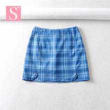 STVY Streetwear Slim Tartan Blue Women A-line Skirt High Waist Short Skirt Mini Skirt 2020 Summer Harajuku Plaid Skirts Women 2024 - buy cheap