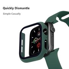 Cristal + correa para Apple Watch, banda de 44mm, 40mm, 38mm, 42mm, Protector de pantalla + funda + Accesorios de cinturón, pulsera iWatch series 6 5 4 3 se 40 2024 - compra barato