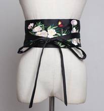 Passarela moda bordado cetim vestido feminino fivela cintura cintura decoração cinto largo ombro revolver feminino 2024 - compre barato