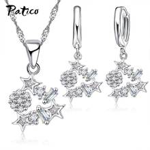 Elegant 925 Sterling Silver Jewelry Sets Earring Necklace For Women Colorful Rhinestone Choker Star Earrings Jewelry Gifts 2024 - buy cheap