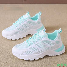 Zapatillas de deporte gruesas blancas para mujer, zapatos deportivos informales con plataforma, Tenis vulcanizados, color verde claro, primavera 2021 2024 - compra barato