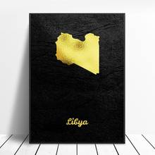 Golden Map Libya Canvas Painting Wall Art Pictures prints home decor Wall Poster Decoration For Living Room 2024 - buy cheap