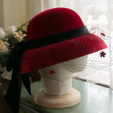 Chapéu tipo fedora, chapéu da moda para outono, com aba larga, de feltro, de balde, para mulheres, para casamento, igreja, chapéu 2020 2024 - compre barato