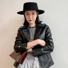 Jaqueta de couro legítimo mulheres de pele de carneiro jaqueta slim de motocicleta roupas femininas 2020 coreana couro real jaqueta 18d16 yy1065 2024 - compre barato