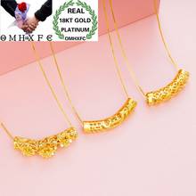 OMHXFC Wholesale European Fashion Woman Girl Party Birthday Wedding Gift Hollow Flower Tube 18KT Real Gold Charm Pendant PN64 2024 - buy cheap