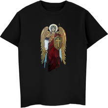 Saint Michael The Archangel Knight Of God Catholic Christian T-Shirt Men Short Sleeve Cotton T Shirt Hip Hop Tees Tops 2024 - buy cheap