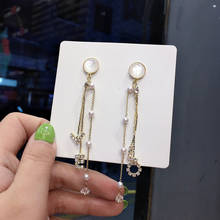 2 Pcs/Set Women Earrings Set Elegant LOVE Letter Pearl Heart Crystal Tassel Pendant Gold Earring Fashion Dance Party Jewelry 2024 - buy cheap
