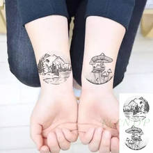 Tatuaje temporal a prueba de agua, pegatina de árbol del bosque, seta, Flash, tatuaje falso, mano, brazo, cuello, cuerpo, arte corporal para mujer y hombre 2024 - compra barato