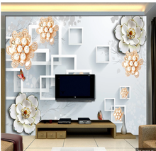 Pearl flower butterfly romantic beautiful European 3D TV background wall custom wallpaper 8D waterproof wall covering 2024 - buy cheap