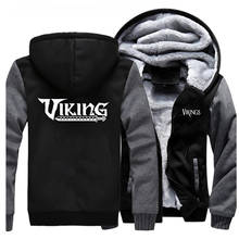 2021 Winter Thick Mens Jacket Vikings Pattern Male Clothing Casual Motorcycle Streetwear Hoodies For Men New Brand Thicken Coats 2024 - buy cheap