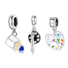 Paleta de pinceles coloridos de CZ para fabricación de joyas, cuentas de plata de ley 925, colgantes finos compatibles con pulsera Pandora Original, novedad 2024 - compra barato