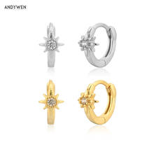 Andywen 100% 925 prata esterlina ouro 6.8mm huggies círculo piercing aros moda feminina jóias finas 2021 casamento cristal zircon 2024 - compre barato